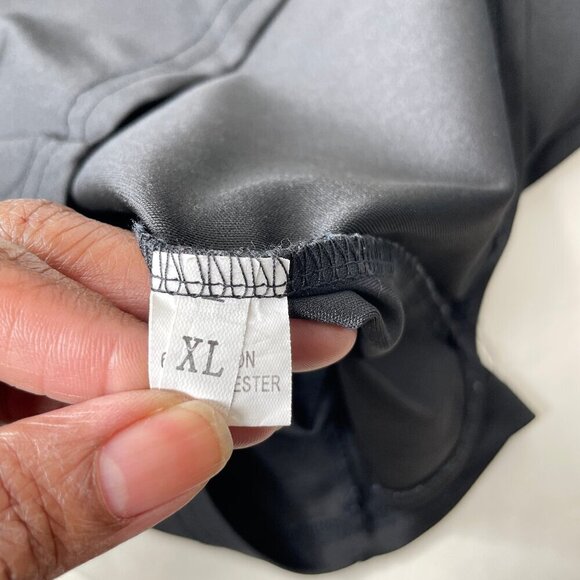 Black Pleated Accent Button Long Sleeve Fauz Wrap Collared Zip Up Dress - Picture 8 of 9